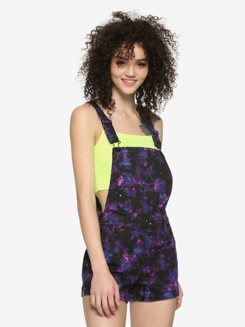 BlackHeart Women's Galaxy Tie-Dye Denim Romper Shortalls Size Small
